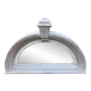 Large Half Round Pediment Mirror in Whitewashed Pine