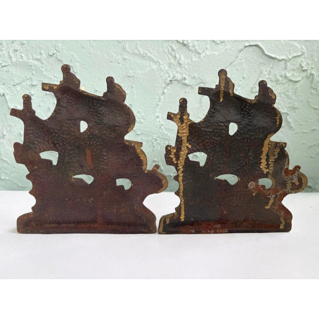 Mid 20th Century Vintage Cast Iron Spanish Galleon Bookends, Pair, Pat. 1928 Nautical Maritime Library Decor For Sale - Image 5 of 9