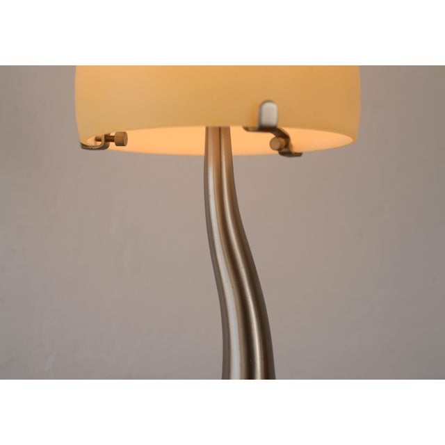 1990s Vintage Postmodern Memphis Brushed Metal & Glass Table Lamp For Sale - Image 5 of 9