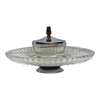 1970's Kromex Sculptura Walnut Accent Lazy Susan Serving Tray For Sale