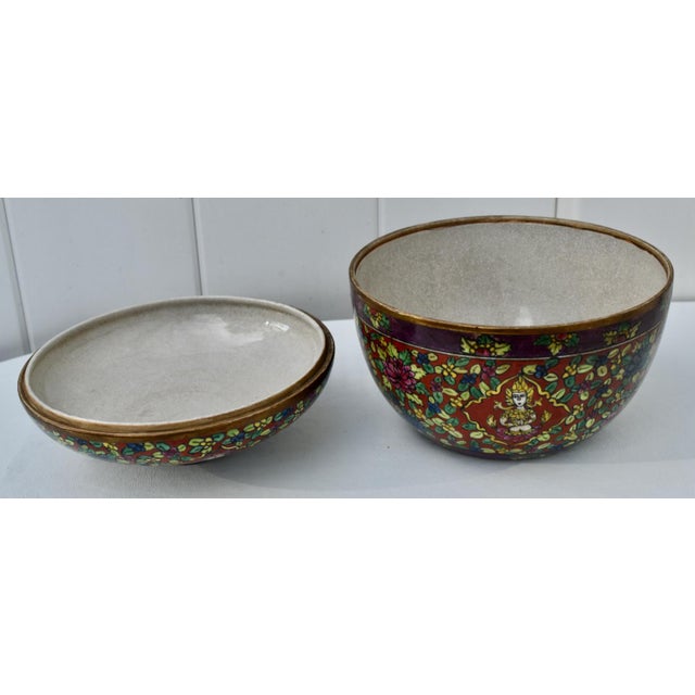 Vtg. Thai Benjarong Covered Ginger Jar W/Brass Rim For Sale - Image 16 of 18