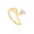 Modern Sculptural Pear Cut Diamond Solitaire Wave Ring Size 5 in 14k Yellow Gold For Sale - Image 4 of 14