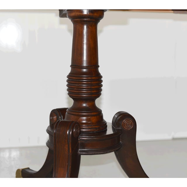 Mid 20th Century Vintage Georgian Mahogany Twin-Pedestal Dining Table With Extensions 96in For Sale - Image 5 of 12