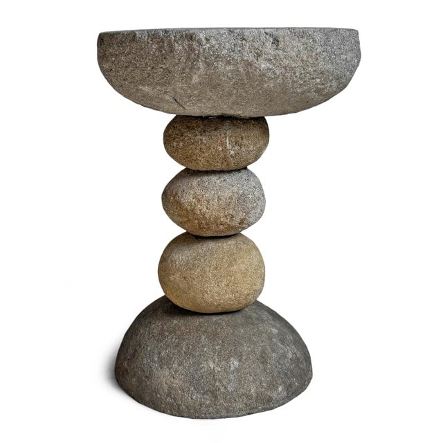 River Rock Stack Outdoor Stool Side Table For Sale - Image 4 of 7