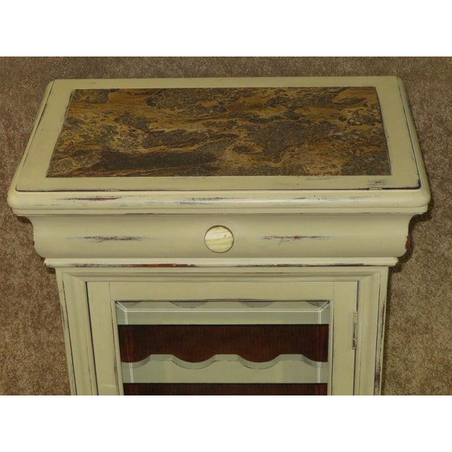 Hand Painted Distressed Mahogany Cottage Style Wine With Door