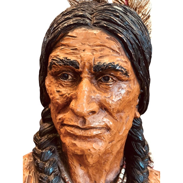 Camel Native American Chief Bust by v. Kendrick, Signed For Sale - Image 8 of 12