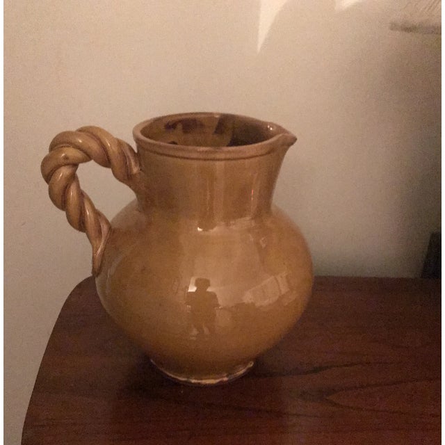 Suds & Co Hand Made Braided Handle Mustard Color Water/Wine Pitcher For Sale - Image 4 of 12