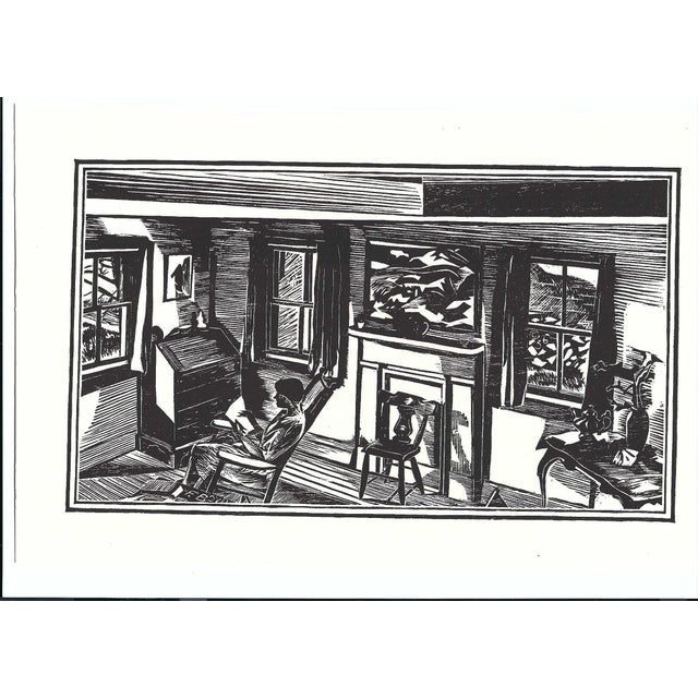 1936 Fiske Boyd (1895-1975) "Interior" wood engraving on paper. Signed in the plate. From the American Artists Group...