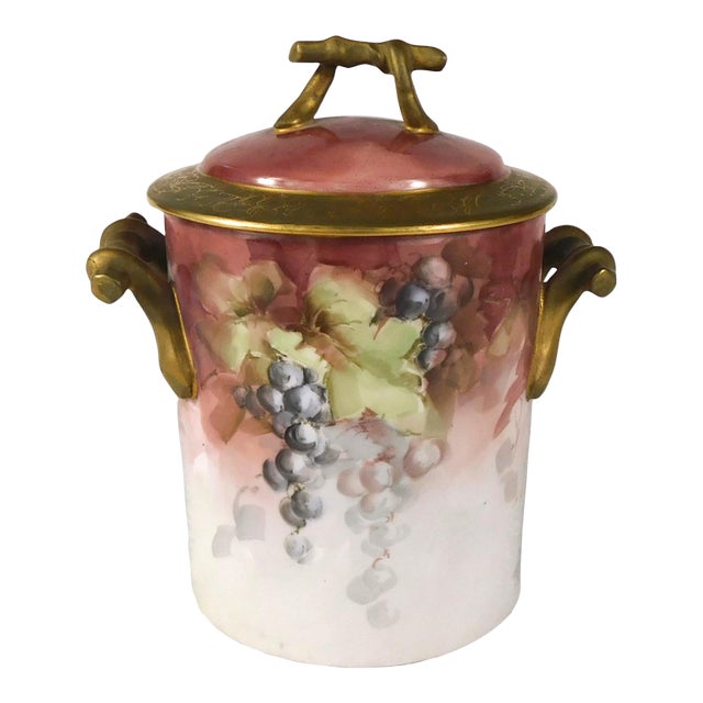 1900s Gerard, Dufraisseix & Abbot Hand Painted Condensed Milk Jar For Sale