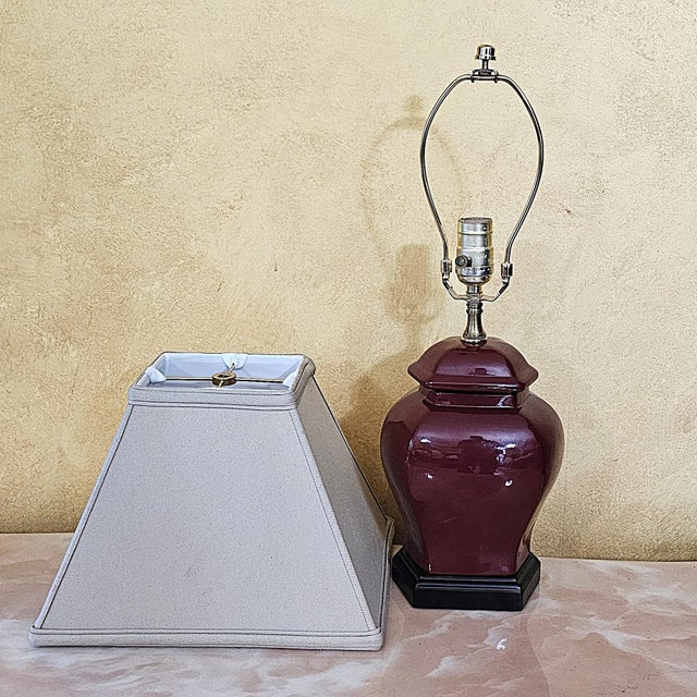 Vintage Oxblood Red Ginger Jar Table Lamp – Ceramic Traditional Accent, 20” For Sale - Image 9 of 18