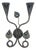 Hand-Forged Wrought Iron Double Wall Sconce (Sapphire Blue Jeweled Botanical Motif) Artistic Fixture For Sale