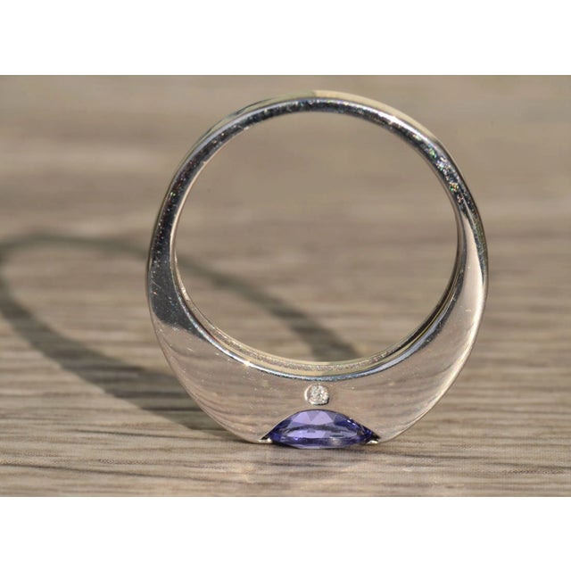 Silver The Kineta: Ladies Tanzanite and Diamond Ring in 18K For Sale - Image 8 of 10
