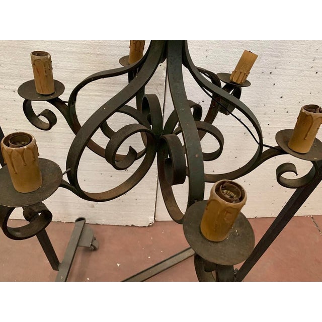 Louis XV Style Wrought Iron 6-Light Chandelier, 20th Century For Sale - Image 5 of 7