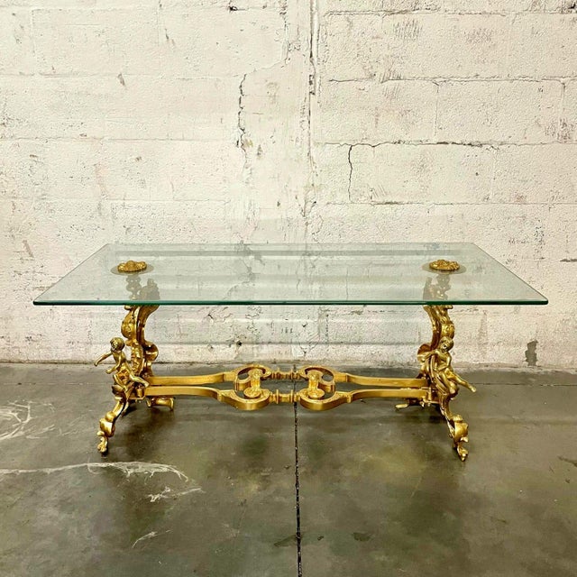 1990s French Louis XVI Style Coffee Table – Glass Top For Sale - Image 10 of 11