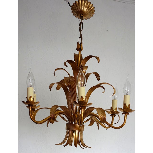 1970s Gilded Metal 6-Light Chandelier by Hans Kögl, 1970s For Sale - Image 5 of 14