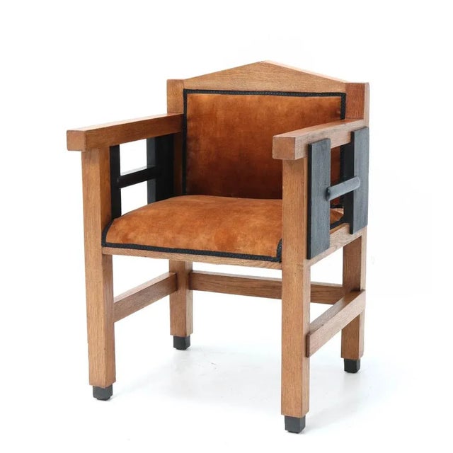 Art Deco Hague School Oak Armchair by Jacques Grubben, 1930s For Sale - Image 3 of 11