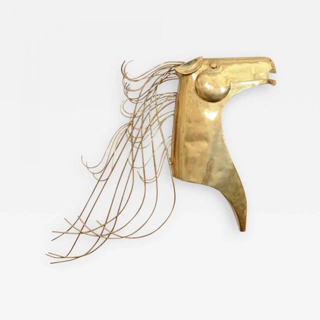 1970s 1970s Curtis Jeré great Modernist Brass Horsehead Wall Sculptures by Curtis Jere - a Pair For Sale - Image 5 of 5