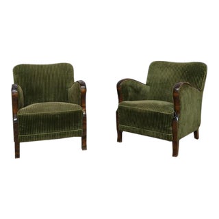 Green Swedish Club Chairs - A Pair For Sale