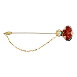 18KY Diamond (.50) & Enamel Ballon Stick Pin For Sale