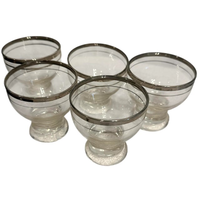 1950s 1950’s Javit Crystal Young Love Pattern Cocktail Glasses a Set of 5 For Sale - Image 5 of 9