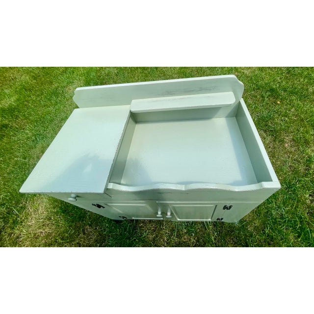 Restored Mid-Century Country Style Sage Green Dry Sink For Sale - Image 11 of 13