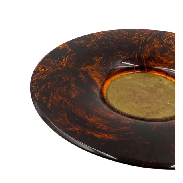 Hollywood Regency Brass and Tortoiseshell Lucite Tray, Guzzini Italy 1970s For Sale - Image 12 of 12