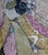 Red Framed Japanese Woodblock Print Les Perles by Paul Jacoulet For Sale - Image 8 of 16