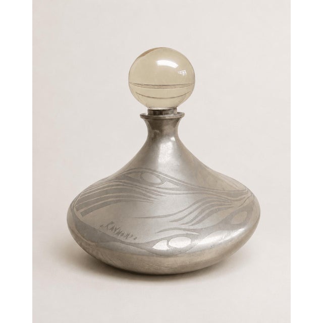 Vintage Art Deco Silver Overlay Decanter with Spherical Glass Stopper, 1960s For Sale - Image 6 of 7