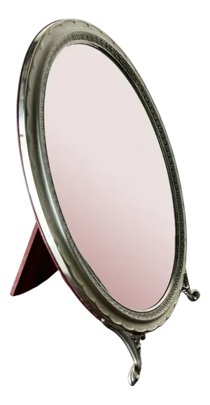 Italian Oval Table Mirror in 800 Silver, 1960s