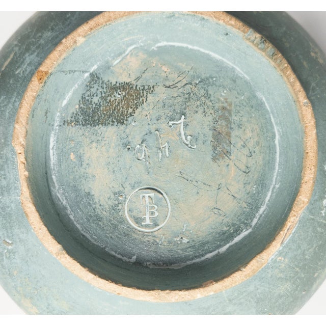 Green Aesthetic Movement Art Pottery Vase With Lizard, Restored For Sale - Image 11 of 13