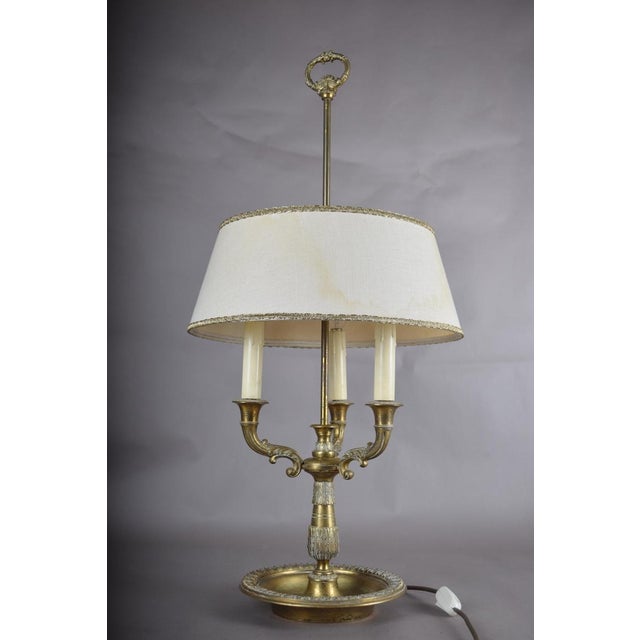 Antique Brass Bouillotte Lamp, Three-Arm Candelabra Form — French, 19th Century For Sale - Image 11 of 13
