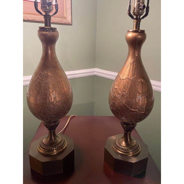 Mid-Century Modern Vintage Mid-Century Modern Crackled "Genie Bottle" or "Moorish" Style. - a Pair For Sale - Image 3 of 16