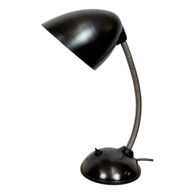 Vintage Brown Bakelite Gooseneck Table Lamp, 1960s For Sale
