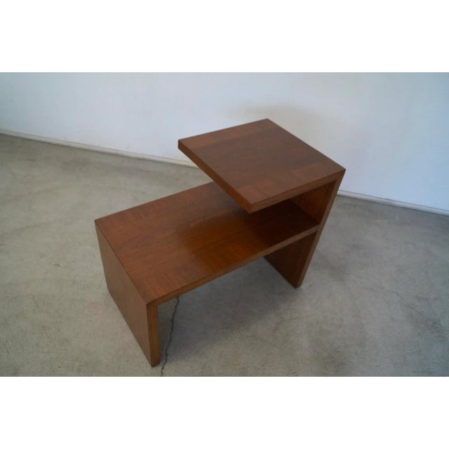 Vintage 1960's side table for sale. Awesome Mid century Modern design in walnut with a great walnut inlay pattern. It has...
