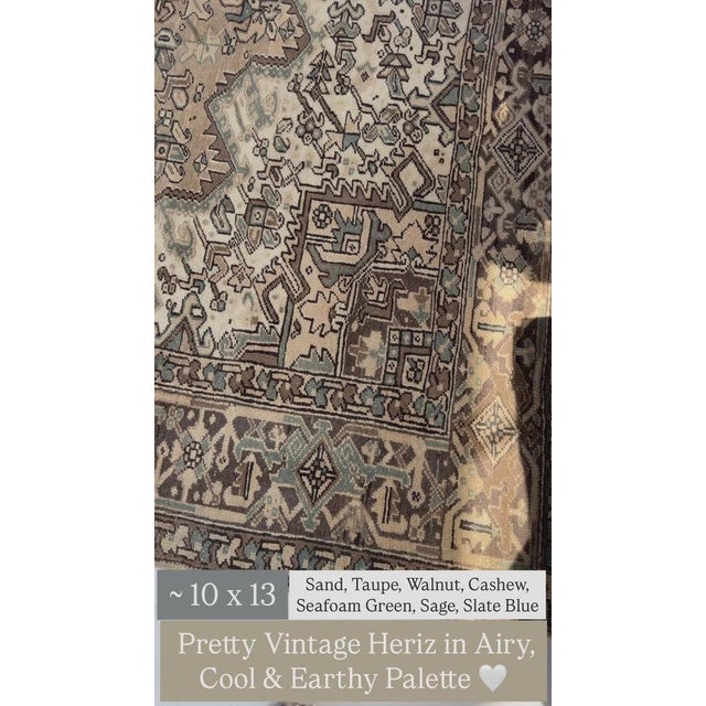 All of our antique & vintage rugs are professionally cleaned prior to being listed Name: MUTED Vintage Heriz with Quiet...