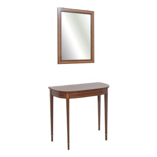 Mahogany Console Table with Matching Wall Mirror, 1890s, Set of 2 For Sale