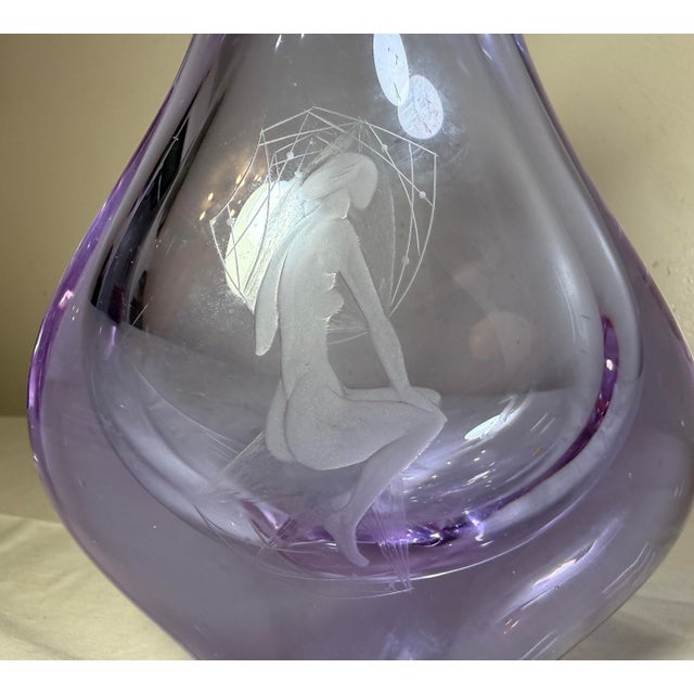 1960s Vintage Hand Blown Miroslav Klinger Purple Glass Crystal Czech Art Glass Vase For Sale - Image 5 of 12