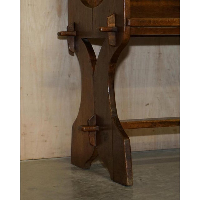 Set of Antique English Carved Oak Armchairs with Armorial Crest Coat of Arms, 1860 For Sale - Image 12 of 18