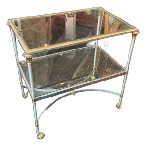 1960s Italian Steel and Brass Bar Cart