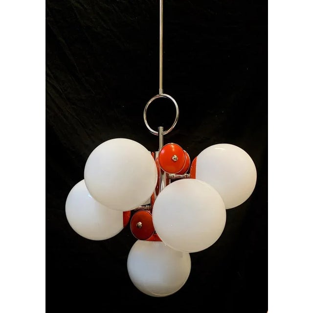 Red Chandelier from Stilnovo, 1950s For Sale - Image 8 of 9