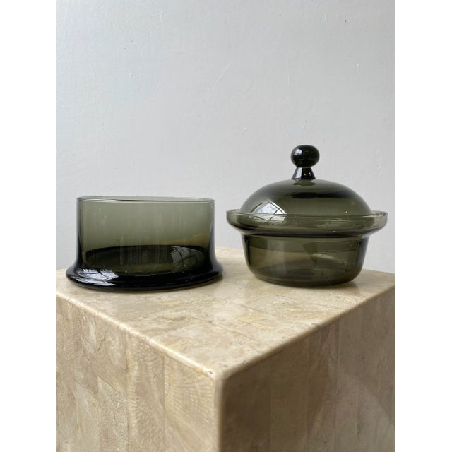 Vintage 3-Piece Smoke Glass Lidded Vessel, Circa 1960s For Sale In New York - Image 6 of 10