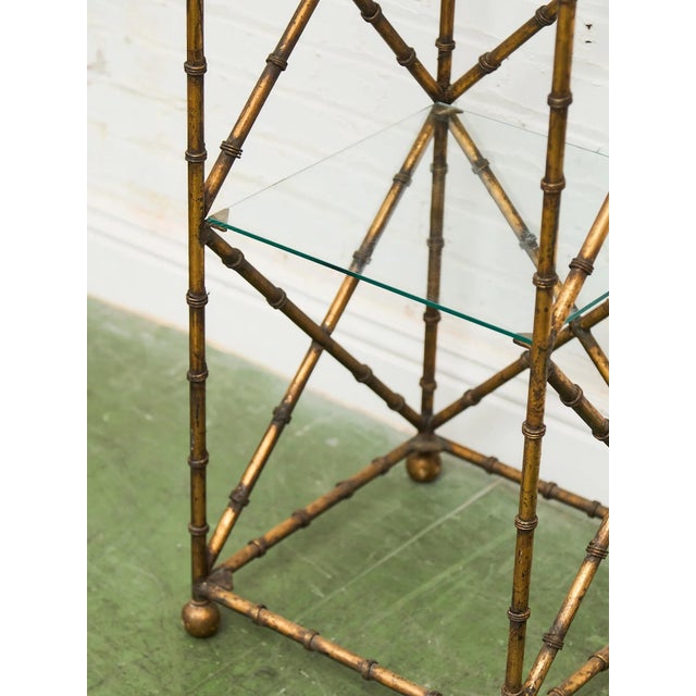 Faux Bamboo Gilt Metal Vintage Etagere For Sale In Los Angeles - Image 6 of 9