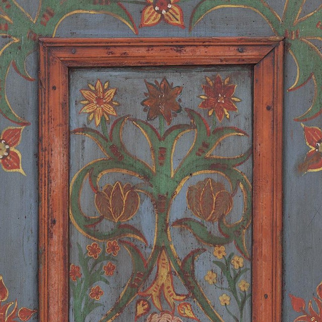 Rustic Farmhouse Folk Art Painted Bridal Cabinet, 1834 For Sale - Image 10 of 16