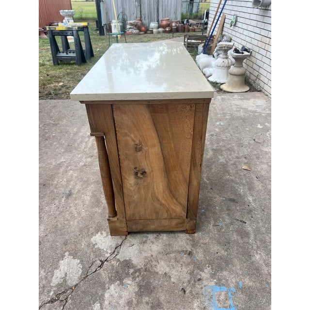 French 18th Century Empire Bleached Walnut Marble Top Commode For Sale - Image 10 of 12