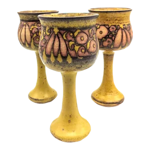 1970s Bonnie Staffer Studio Pottery Glazed Stoneware Goblets, Set of 3