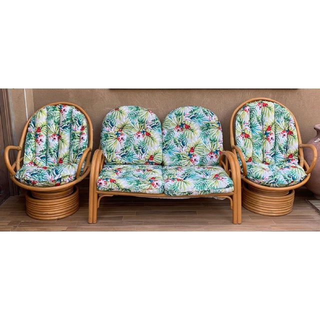 Italian Mid-Century Modern Bamboo Set of Lounge Patio with Settee and Rocking For Sale - Image 16 of 18