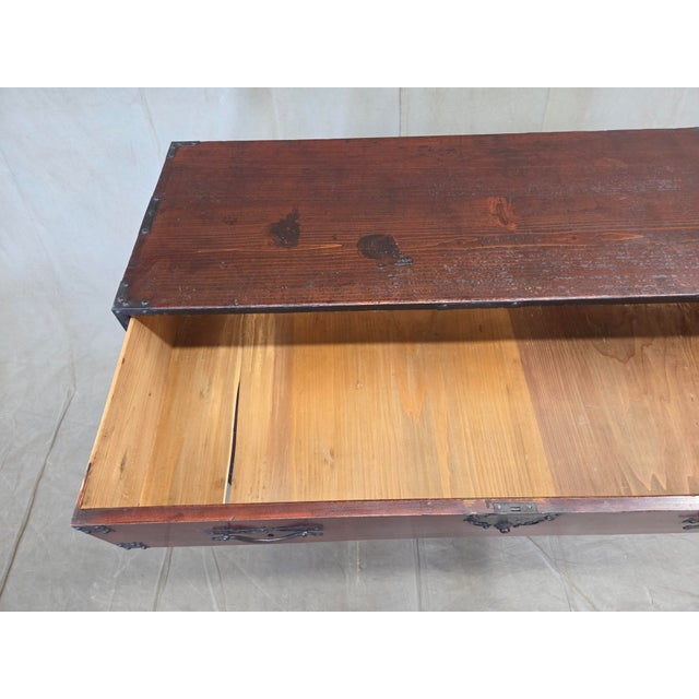 Antique Early 1900s Meiji Period Japanese Pine/Elm Tansu Chest With Iron Hardware For Sale - Image 16 of 16