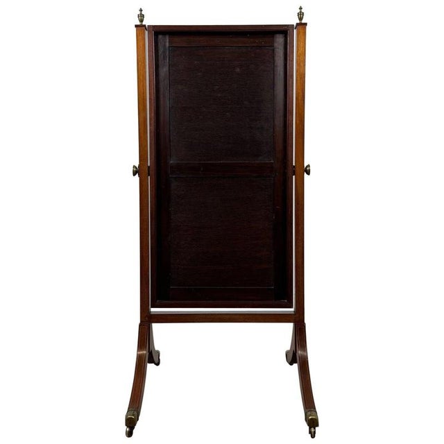 20th Century English Edwardian Inlaid Mahogany Cheval Mirror, 1890s For Sale - Image 12 of 12