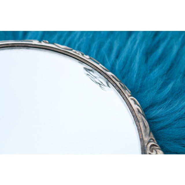 Antique Silver Plated Repousse Hand Mirror With Bird For Sale - Image 9 of 10