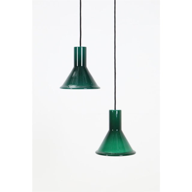 Mini-P&T Hanging Lamps in Green Glass by Michael Bang for Holmegaard, 1970s, Set of 2 For Sale - Image 15 of 15